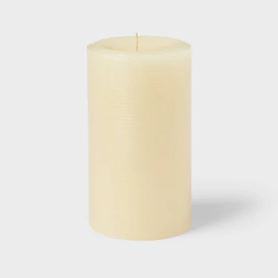 7" X 4" Unscented Pillar Candle Cream - Room Essentials™: Paraffin Wax, 120hr Burn Time, 1 Wick 4 7" X 4" Unscented Pillar Candle Cream - Room Essentials™: Paraffin Wax, 120hr Burn Time, 1 Wick - Image 2