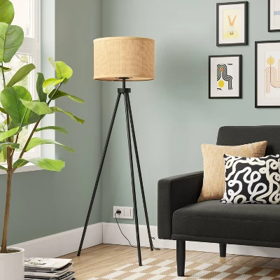 Tripod Floor Lamp With Shade Black - Room Essentials™: Modern Standing Light, ETL Listed, Metal Body 4 Tripod Floor Lamp With Shade Black - Room Essentials™: Modern Standing Light, ETL Listed, Metal Body - Image 2