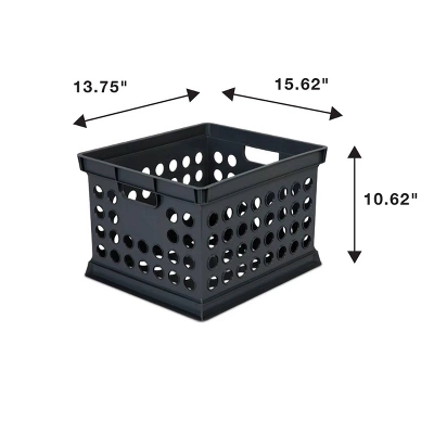 Storage Crate Black - Room Essentials™: Plastic Stackable Utility Bin, Portable With Built-In Handles, 30.6L Capacity 4 Storage Crate Black - Room Essentials™: Plastic Stackable Utility Bin, Portable With Built-In Handles, 30.6L Capacity - Image 2