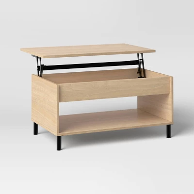 Mixed Materials Wood And Metal Lift Top Coffee Table With Storage Natural Wood - Room Essentials™ 4 Mixed Materials Wood And Metal Lift Top Coffee Table With Storage Natural Wood - Room Essentials™ - Image 2