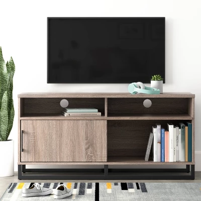 Mixed Material TV Storage Stand For TVs Up To 54" With Sliding Doors - Room Essentials™ 3 Mixed Material TV Storage Stand For TVs Up To 54" With Sliding Doors - Room Essentials™