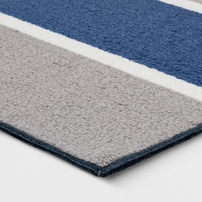 4'x5'6" Rugby Striped Accent Rug Gray/Blue - Room Essentials™ 4 4'x5'6" Rugby Striped Accent Rug Gray/Blue - Room Essentials™ - Image 2