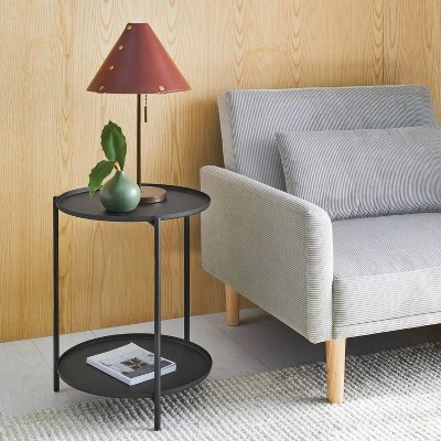 Metal Small Side Table With Shelf Black - Room Essentials™ 3 Metal Small Side Table With Shelf Black - Room Essentials™