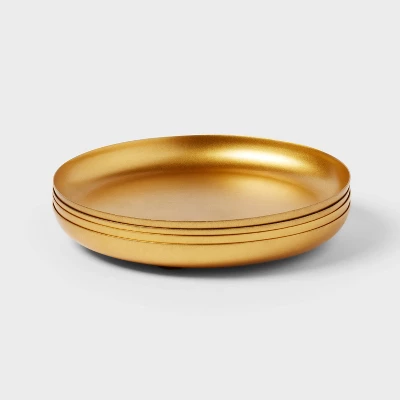 4pk Small Gold Powder Coated Metal Plates Candle Holders - Room Essentials™: Iron Construction, Modern Style 4 4pk Small Gold Powder Coated Metal Plates Candle Holders - Room Essentials™: Iron Construction, Modern Style - Image 2
