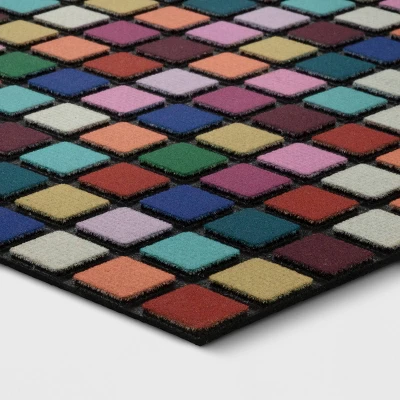 1'6"x2'6" Recycled Rubber Blocks Indoor/Outdoor Doormat - Room Essentials™: Skid-Resistant, Quick-Drying, Beige 4 1'6"x2'6" Recycled Rubber Blocks Indoor/Outdoor Doormat - Room Essentials™: Skid-Resistant, Quick-Drying, Beige - Image 2