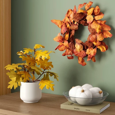 Orange Leaf Fall Mini Wreath - Room Essentials™ 3 Orange Leaf Fall Mini Wreath - Room Essentials™