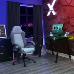 Swivel Dorm Gaming Chair Gray - Room Essentials™: Upholstered Computer Desk Chair, Adjustable, Fixed Arms -Wayfair Shop GUEST 75a0223a 59fc 42b8 b493 3314c83de139