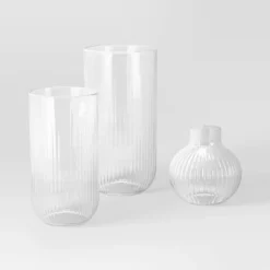 3pc Vase Set Ribbed Glass - Room Essentials™ -Wayfair Shop GUEST 779981ca ea67 467c 930c 52d2179ce1b1