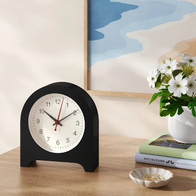 6" Arch Table Clock Black - Room Essentials™ 3 6" Arch Table Clock Black - Room Essentials™