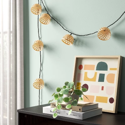 10ct Woven Shaded String Lights With Clear Bulbs - Room Essentials™: LED Lantern, Indoor/Outdoor Use, UL Listed 4 10ct Woven Shaded String Lights With Clear Bulbs - Room Essentials™: LED Lantern, Indoor/Outdoor Use, UL Listed - Image 2