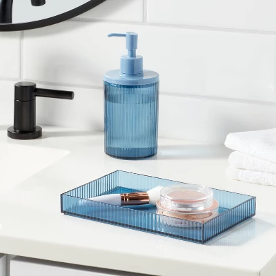 Ribbed Tray Blue - Room Essentials™ 2 Ribbed Tray Blue - Room Essentials™
