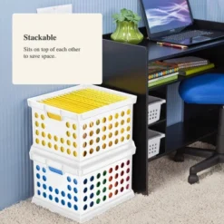 Storage Crate White - Room Essentials™: Portable Stackable Plastic Milk Crate With Built-In Handles, 30.6L Capacity -Wayfair Shop GUEST 9b9282d0 0baf 4a51 9b40 9512334747e7