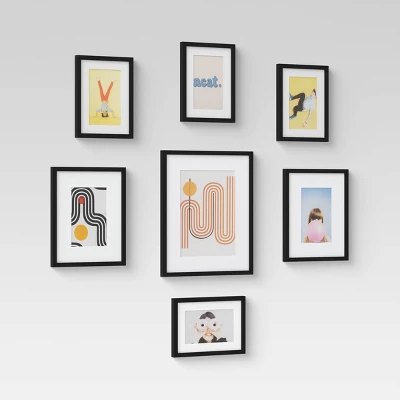 Set Of 7 Gallery Frame Set Black - Room Essentials™ 4 Set Of 7 Gallery Frame Set Black - Room Essentials™ - Image 2