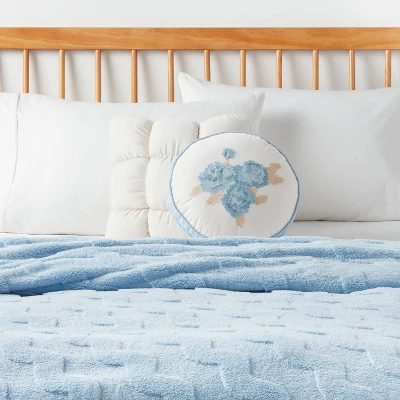 Flower Round Decorative Throw Pillow Light Blue - Room Essentials™ 3 Flower Round Decorative Throw Pillow Light Blue - Room Essentials™