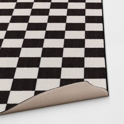 4'x5'5" Small Checker Rug Charcoal And Ivory - Room Essentials™ 5 4'x5'5" Small Checker Rug Charcoal And Ivory - Room Essentials™ - Image 3