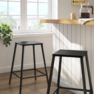 2pk Metal Counter Height Barstool Black - Room Essentials™: Steel Frame, Powder-Coated Finish, Armless Design 3 2pk Metal Counter Height Barstool Black - Room Essentials™: Steel Frame, Powder-Coated Finish, Armless Design