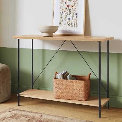 Wood And Metal Console Table Natural - Room Essentials™ 3 Wood And Metal Console Table Natural - Room Essentials™