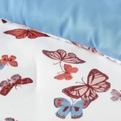 Butterfly Print Microfiber Decorative Bed Set With Throw Blue/Red/White - Room Essentials™ -Wayfair Shop GUEST e5e4b6cc 1806 41ef 8aa1 1eb079de34ef